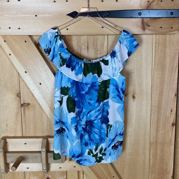Anthropologie Tops - anthro | paper crown blue floral sleeveless blouse